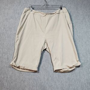 Soft Surroundings Shorts Womens 1X Tan Bermuda Flat Front Regular Fit Outdoor